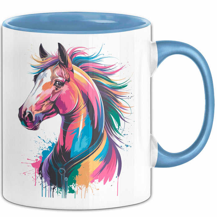 Pferd Tier Liebhaber Tasse Becher Geschenk Lustige Geschenkidee Spruch Blau Trendation
