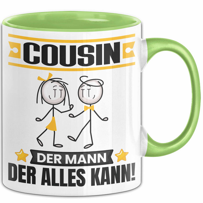 Cousin Tasse Geschenk für Cousin Der Mann Der Alles Kann Geschenkidee zum Geburtstag Grün Trendation