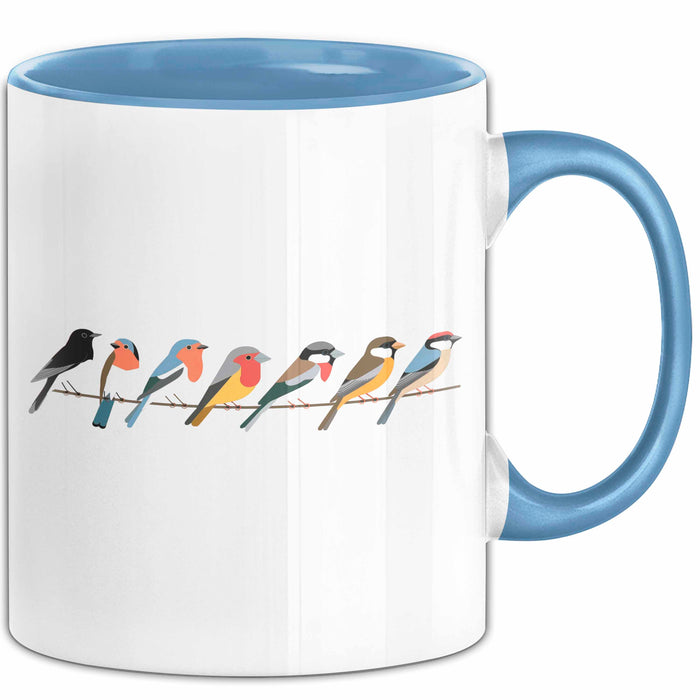 Kuschelnde Vögel Tasse Geschenk Lustige Geschenkidee Spruch Blau Trendation