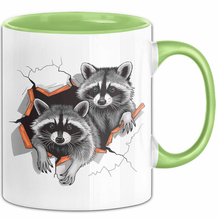 Waschbär Tierliebhaber Tasse Geschenk Lustige Geschenkidee Spruch Grün Trendation