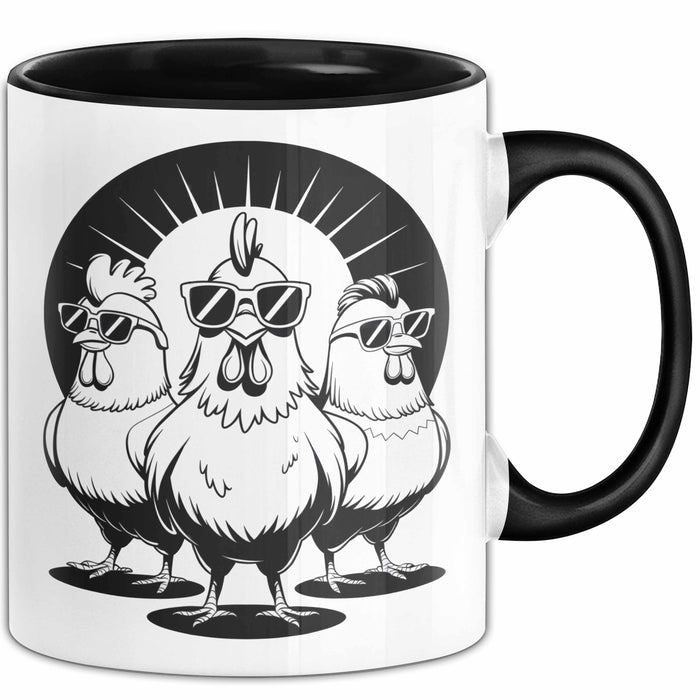 Huhn Tier Bauer Sonnenbrille Tasse Becher Geschenk Lustige Geschenkidee Spruch Trendation