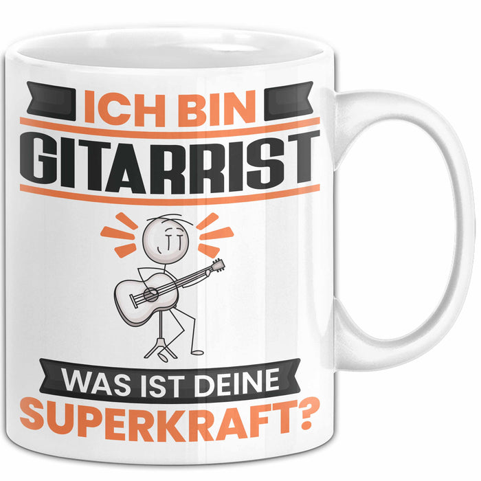 Gitarrist Tasse Geschenk für Gitarrist Geburtstag Lustiger Spruch Kaffee-Becher Was Ist Deine Superkraft Weiß Trendation