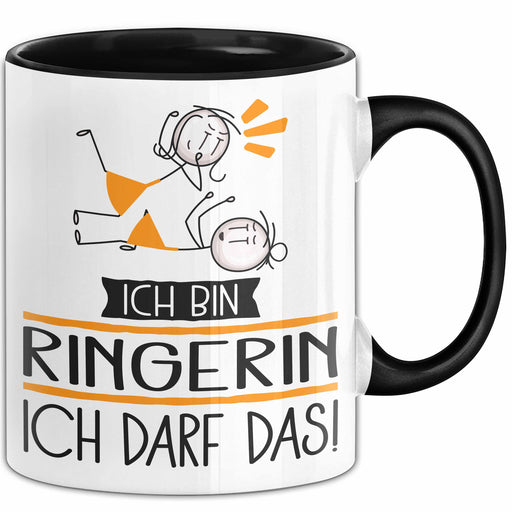 Geschenk für Ringerin Tasse Lustige Geschenkidee Geburtstag Ich Bin Ringerin Ich Darf Das Trendation
