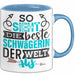 Schwägerin Geschenk Tasse Mit Spruch So Sieht Die Beste Schwägerin Der Welt Aus Becher Blau Trendation
