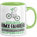 BMX-Fahrer Geschenk Tasse Ich Bin BMX-Fahrer Aber Sag Doch Einfach Superheld Lustige Geschenkdiee für BMX-Fahrer Kaffee-Becher Grün Trendation