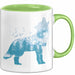 Wolf Tasse Geschenk Heulender Wolf Vögel Mond Silhouetten Geschenkidee Lustig Grün Trendation