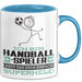 Handballspieler Geschenk Tasse Ich Bin Handballspieler Aber Sag Doch Einfach Superheld Lustige Geschenkdiee für Handballspieler Kaffee-Becher Blau Trendation
