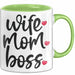 Tasse Wife Mom Boss Geschenkidee für Mütter und Ehefrauen Grün Trendation
