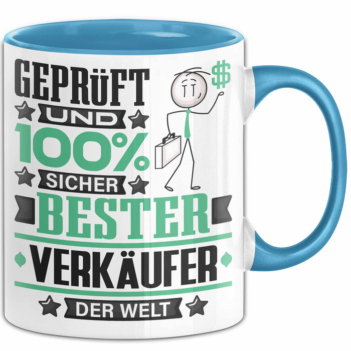 Verkäufer Geschenk Lustiger Spruch für Verkäufer Geschenkidee Bester Verkäufer Der Welt Blau Trendation