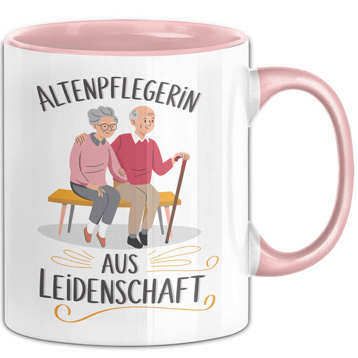 Krankenschwester Pflege Betreuung Tasse Geschenk Lustige Geschenkidee Spruch Altenpflegerin Aus Leidenschaft Rosa Trendation