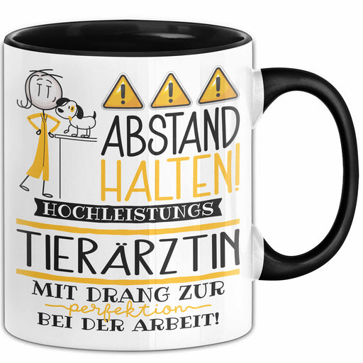 Tierärztin Tasse Geschenk Lustig Abstand Halten Hochleistungs-Tierärztin Mit Drang Zur Perfektion Bei Der Arbeit Trendation
