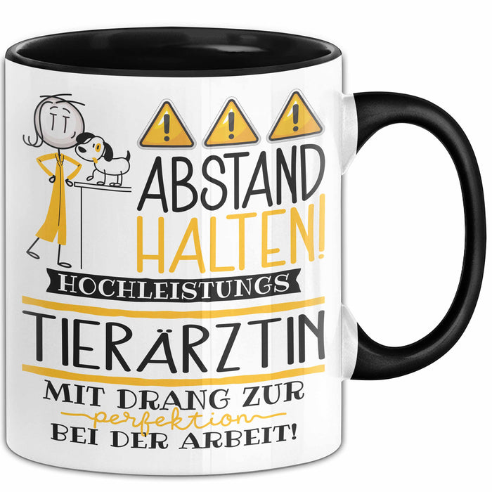 Tierärztin Tasse Geschenk Lustig Abstand Halten Hochleistungs-Tierärztin Mit Drang Zur Perfektion Bei Der Arbeit Trendation