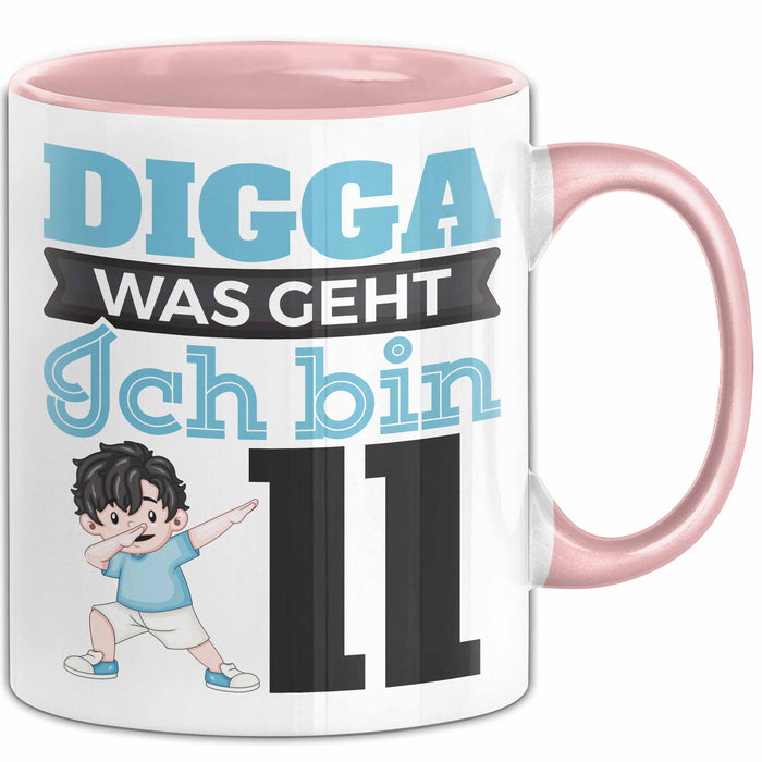 Digga Ich Bin 11 Tasse Jungs Geschenk 11. Geburtstag Lustig Rosa Trendation