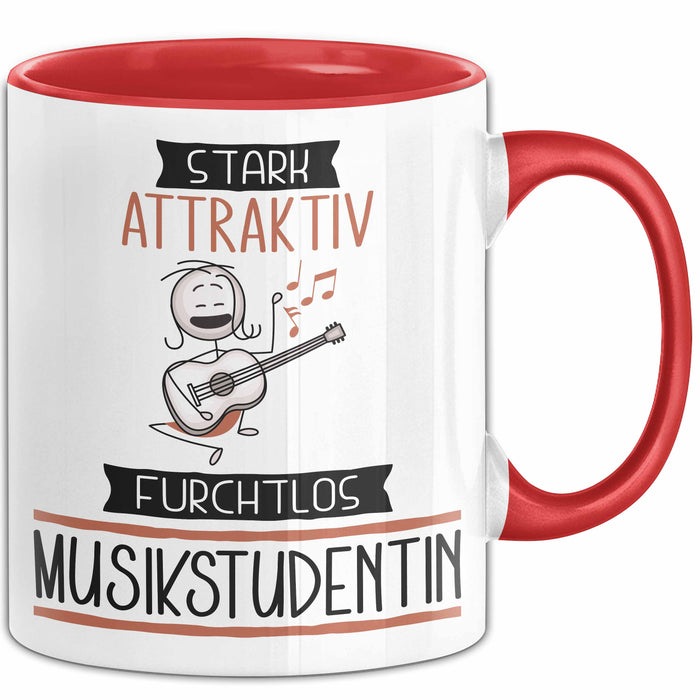 Musikstudentin Tasse Geschenk Becher Stark Attraktiv Furchtlos Musikstudentin Lustige Geschenkidee Rot Trendation