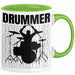 Drummer Schlagzeug-Spieler Geschenk Tasse Geschenkidee Kaffee-Becher Schlagzeuger Grün Trendation