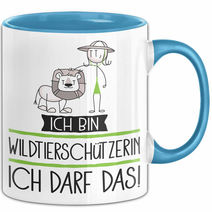 Geschenk für Wildtierschützerin Tasse Lustige Geschenkidee Geburtstag Ich Bin Wildtierschützerin Ich Darf Das Blau Trendation