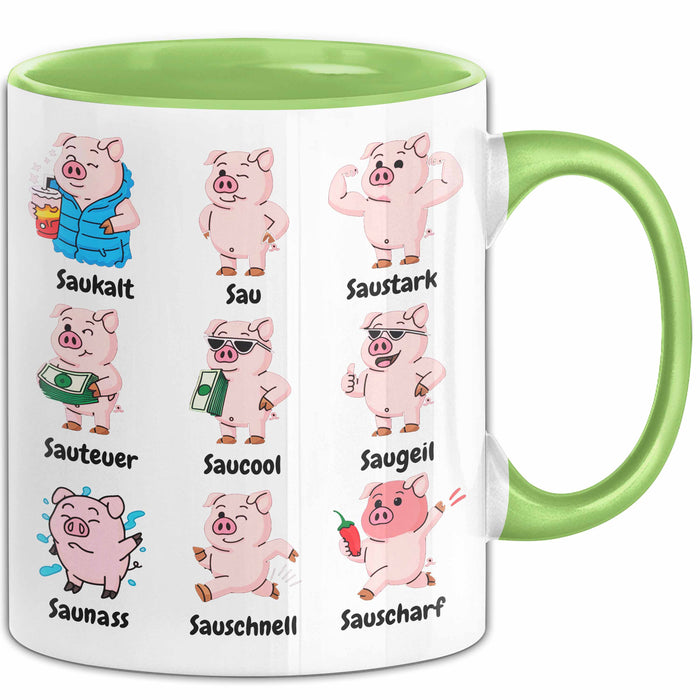 Schweinebauer Schweine Tier Tasse Geschenk Lustige Geschenkidee Spruch Arten Von Schweinen Grün Trendation