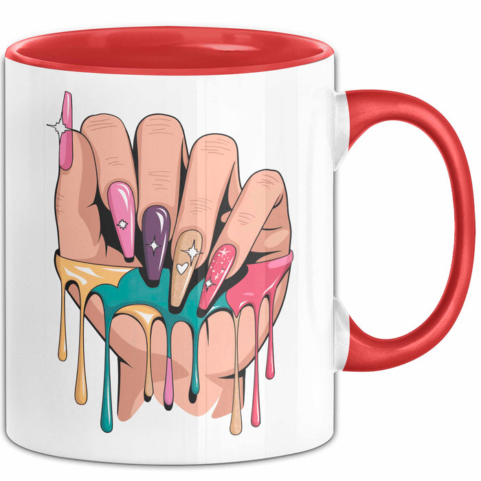 Nageltechniker Tasse Geschenkidee für Mani Profi Rot Trendation