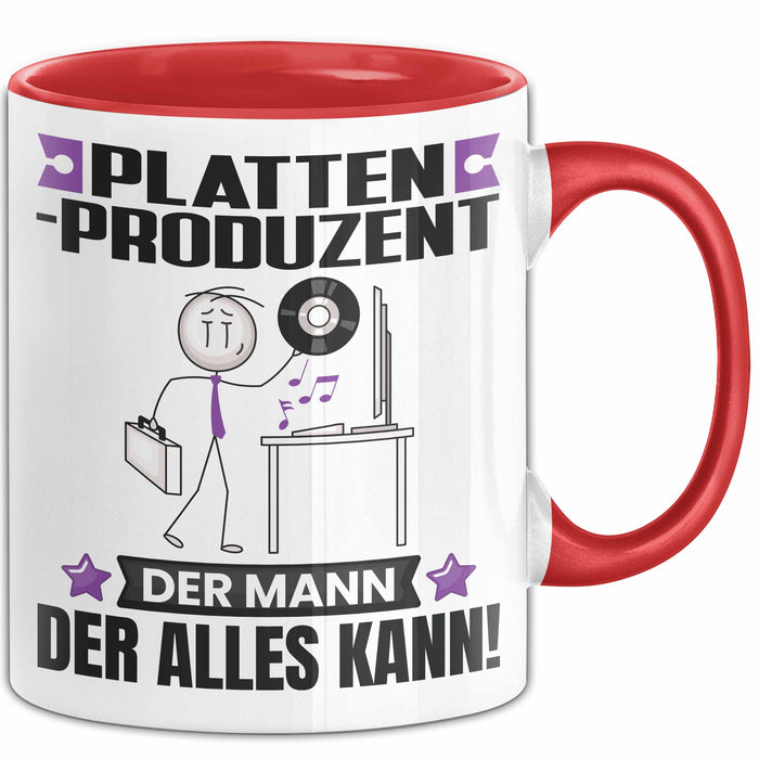 Plattenproduzent Tasse Geschenk für Plattenproduzent Der Mann Der Alles Kann Geschenkidee zum Geburtstag Rot Trendation