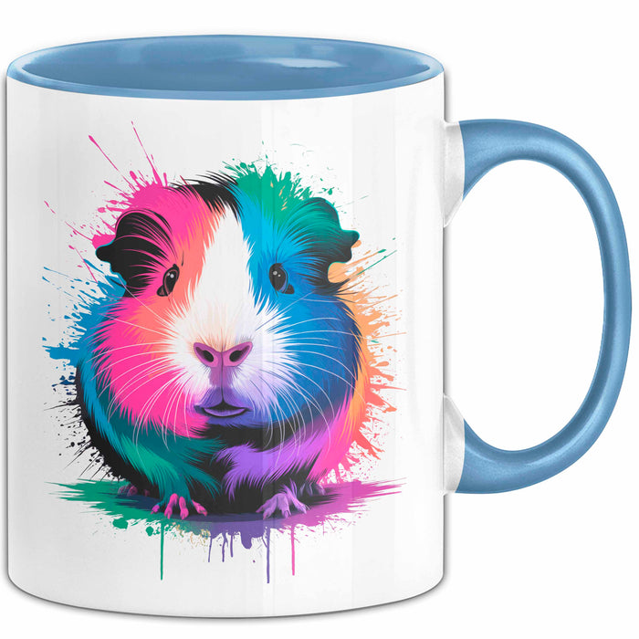 Buntes Meerschweinchen Tierliebhaber Tasse Geschenk Lustige Geschenkidee Spruch Blau Trendation