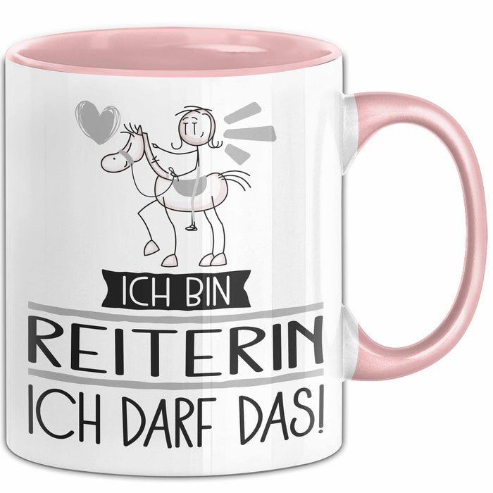 Geschenk für Reiterin Tasse Lustige Geschenkidee Geburtstag Ich Bin Reiterin Ich Darf Das Rosa Trendation