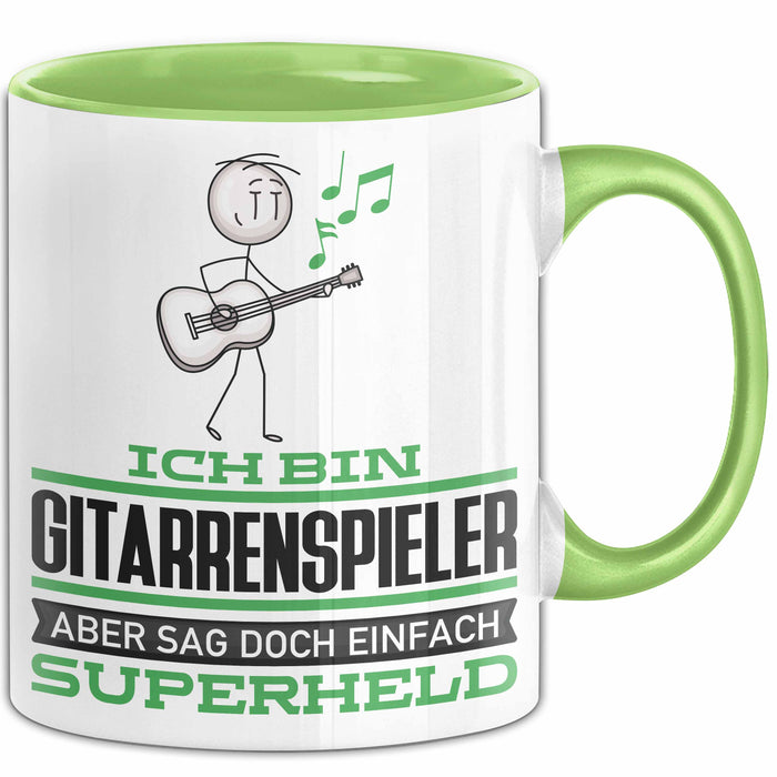 Gitarrenspieler Geschenk Tasse Ich Bin Gitarrenspieler Aber Sag Doch Einfach Superheld Lustige Geschenkdiee für Gitarrenspieler Kaffee-Becher Grün Trendation