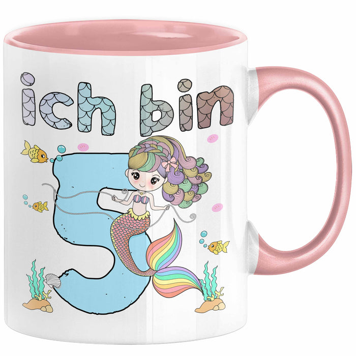 5. Geburtstag Mädchen Geschenk Meerjungfrau Geschenk Tasse für Mädchen Nymphe Nixe Becher Grafik Rosa Trendation