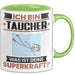 Taucher Tasse Geschenk für Taucher Geburtstag Lustiger Spruch Kaffee-Becher Was Ist Deine Superkraft Grün Trendation
