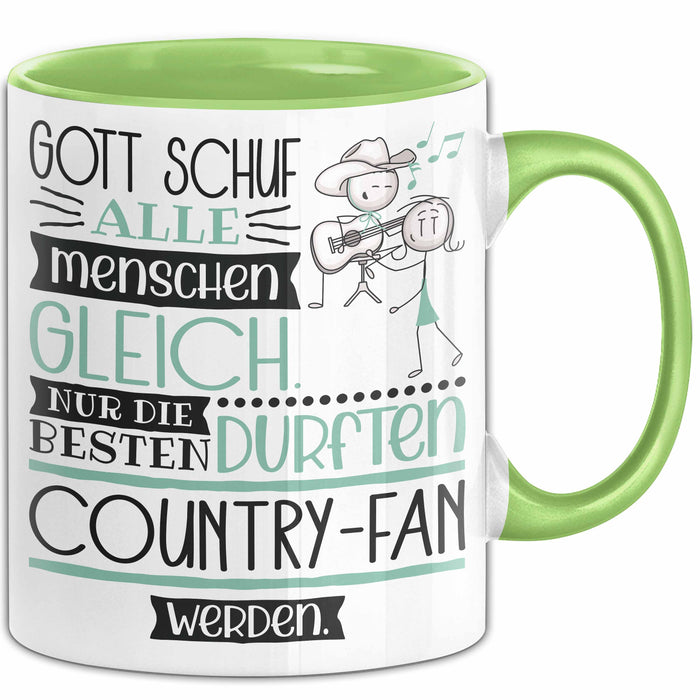 Country-Fan Geschenk Becher Tasse Gott Schuf Alle Menschen Gleich Nur Die Besten Durfeten Country-Fan Werden Geschenkidee Lustig Grün Trendation