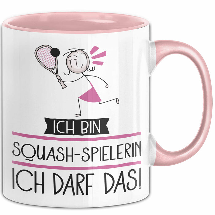 Geschenk für Squash-Spielerin Tasse Lustige Geschenkidee Geburtstag Ich Bin Squash-Spielerin Ich Darf Das Rosa Trendation