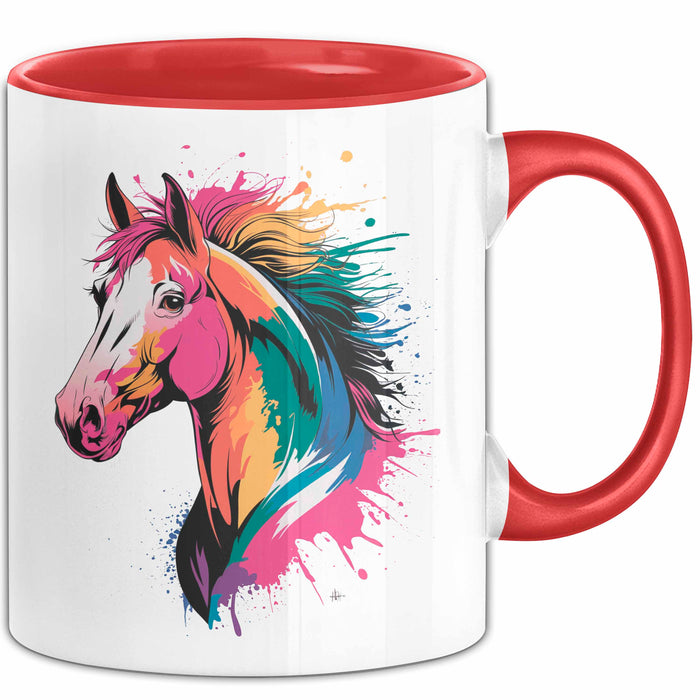 Pferde Tierliebhaber Tasse Geschenk Lustige Geschenkidee Spruch Rot Trendation