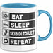 Skibidi Toilet Tasse Geschenk Meme Eat Sleet Repeat Becher Geschenkdiee Blau Trendation