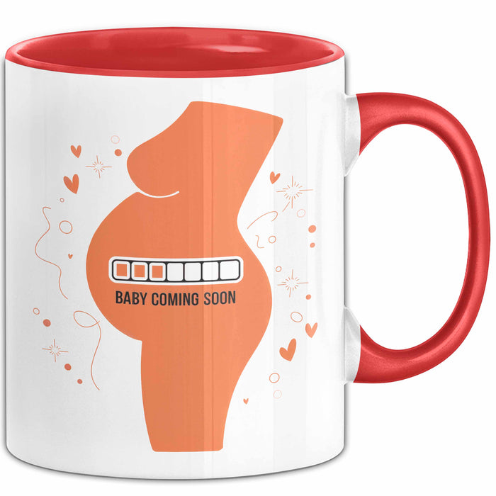 Werdende Mama Tasse Geschenk Lustige Geschenkidee Spruch Für Bald Mütter Rot Trendation