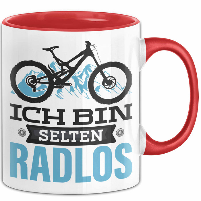 Radfahrer Tasse Geschenk Ich Bin Selten Radlos Fahrrad Spruch Rot Trendation