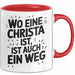 Christa Tasse Geschenk Wo Eine Christa Ist Ist Auch Ein Weg Geschenkidee Becher mit Name Rot Trendation