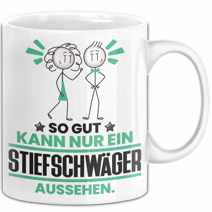 Stiefschwäger Geschenk Tasse So Gut Kann Nur Ein Stiefschwäger Aussehen Geschenkidee Kaffee-Becher Weiß Trendation
