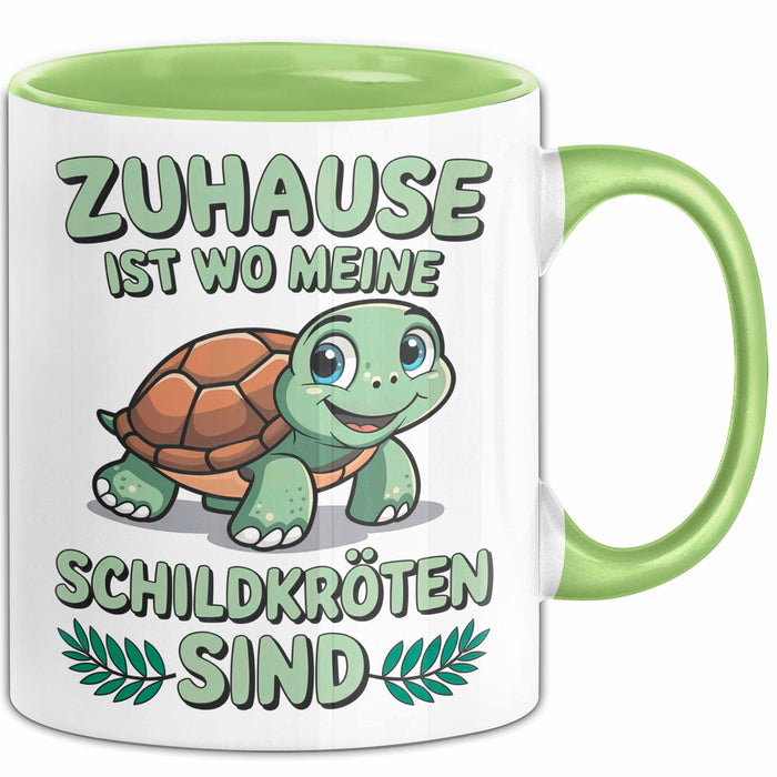 Schildkröte Tierliebhaber Tasse Geschenk Lustige Geschenkidee Spruch Zuhause Ist Wo Meine Schildkröten Sind Grün Trendation