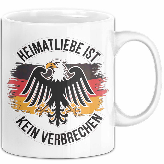Deutscher Adler Vogel Tasse Geschenk Lustige Geschenkidee Spruch Heimat Liebheit Ist Kein Verbrechen Deutschland Eagle Weiß Trendation