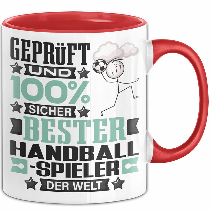 Handballspieler Geschenk Lustiger Spruch für Handballspieler Geschenkidee Bester Handballspieler Der Welt Rot Trendation
