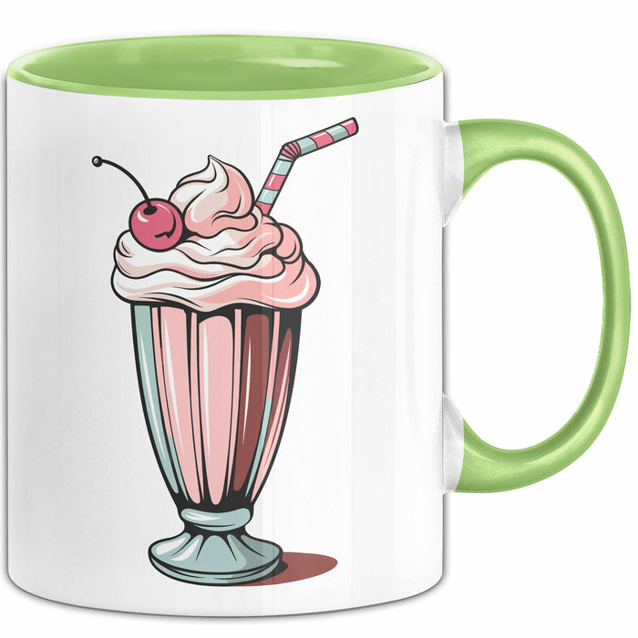 Milchshake Fan Tasse Geschenkidee Dessertgetränk Liebhaber Grün Trendation