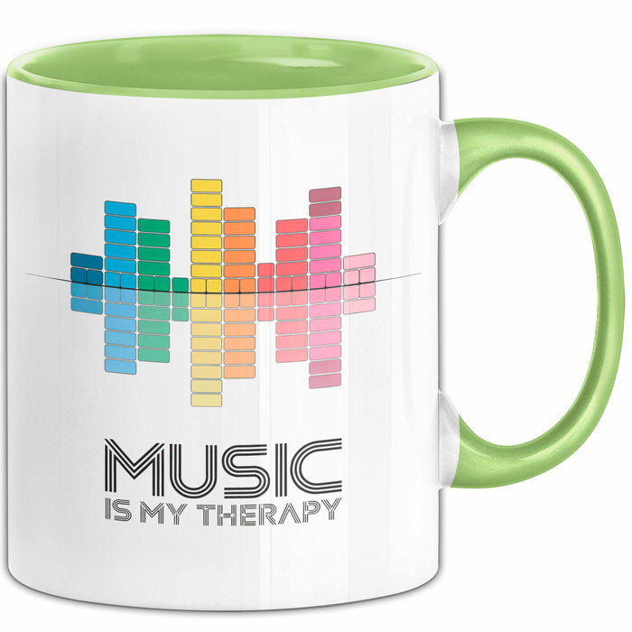 DJ Musik Equalizer EDM Party Tasse Geschenk Lustige Geschenkidee Spruch Musik Ist Meine Therapie Grün Trendation