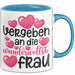 Valentinstag Tasse "Vergeben an die wundervollste Frau" Geschenkidee Blau Trendation