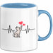 Katzen Tierliebhaber Herzschlag Tasse Geschenk Lustige Geschenkidee Spruch Blau Trendation