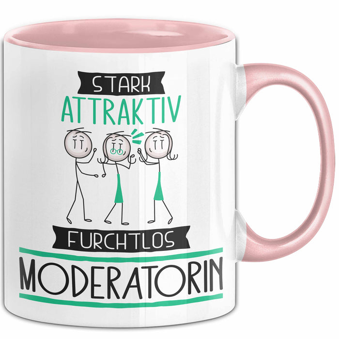 Moderatorin Tasse Geschenk Becher Stark Attraktiv Furchtlos Moderatorin Lustige Geschenkidee Rosa Trendation