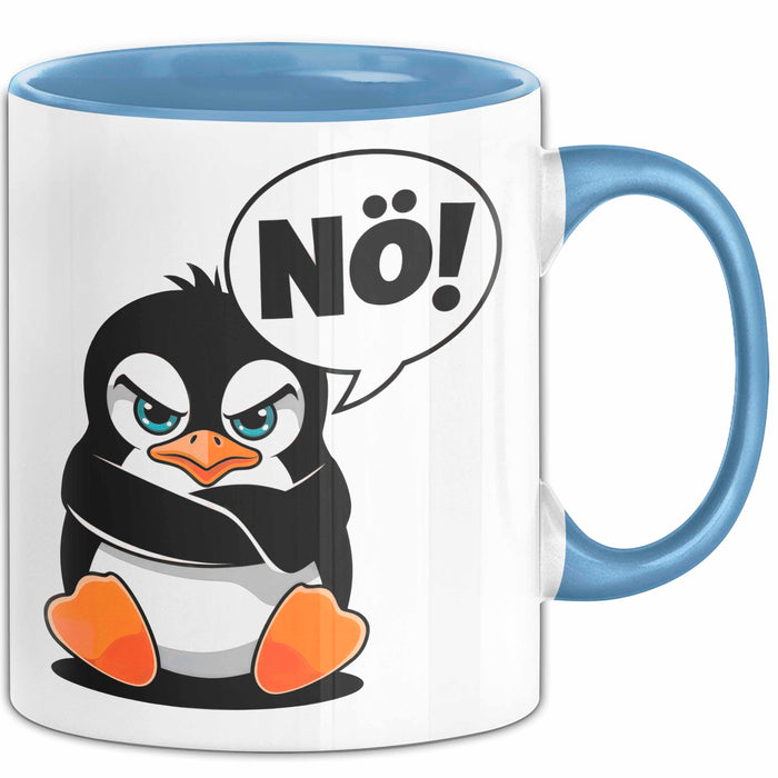Sarkastischer Pinguin Tasse Geschenk Lustige Geschenkidee Spruch Nö Blau Trendation