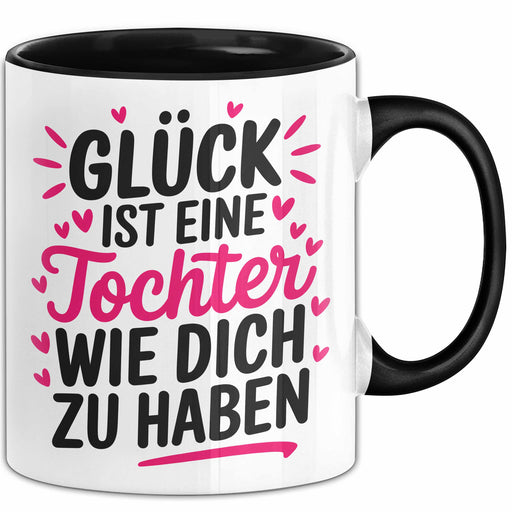 Tochter Tasse Geschenk Glueck Ist Eine Tochter Wie Dich Geschenkidee Mama Papa Schwarz Trendation