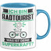 Radtourist Tasse Geschenk für Radtourist Geburtstag Lustiger Spruch Kaffee-Becher Was Ist Deine Superkraft Blau Trendation