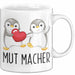 Lustige Tasse Geschenk Zwei Pinguine Mit Herz Witziger Becher Mut Weiß Trendation