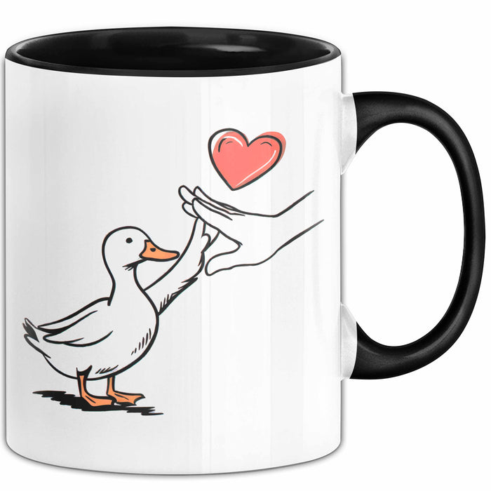 Ente Tier Liebe Herz Tasse Geschenk Lustige Geschenkidee Spruch Schwarz Trendation