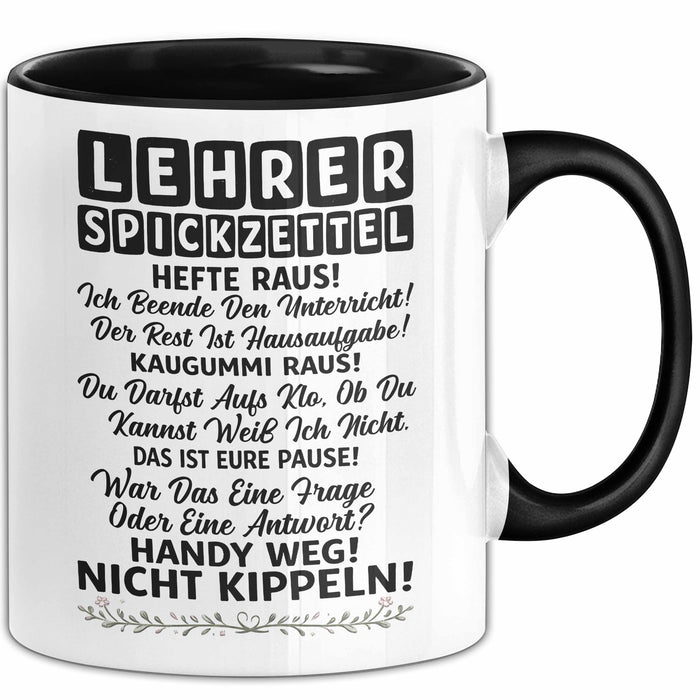 Unterricht Lehrer Wertschätzung Tasse Geschenk Lustige Geschenkidee Spruch Lehrer Spickzettel Trendation
